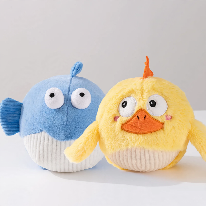 Springing plush play ball with sound for dogs