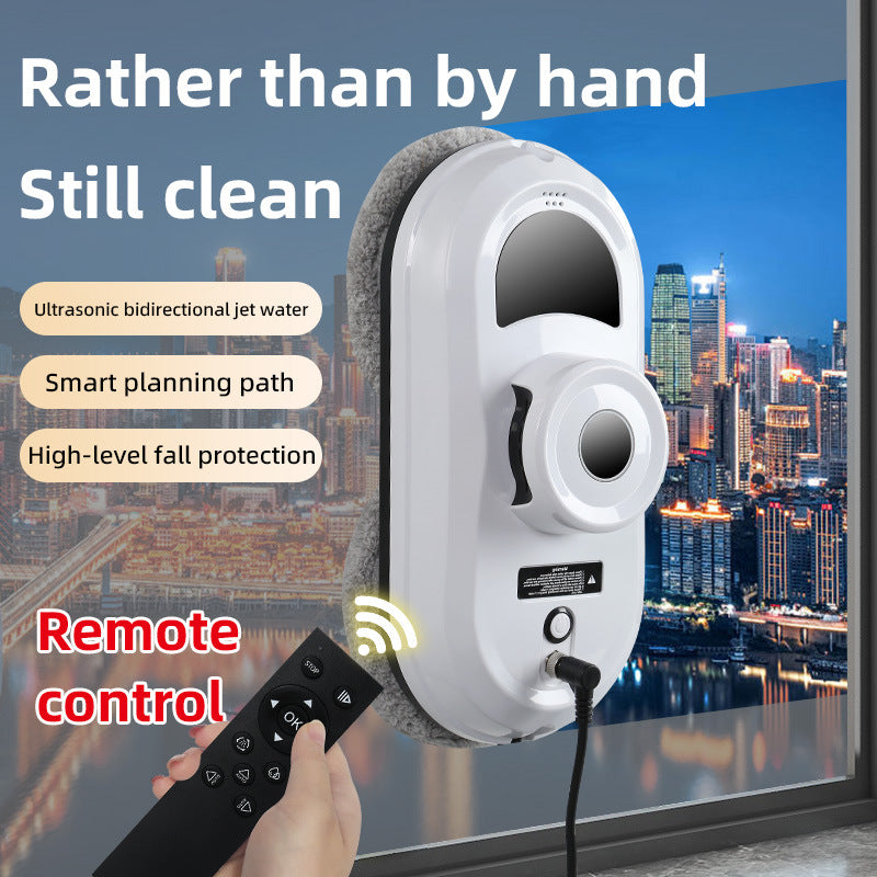 Automatic window cleaning robot with spray system