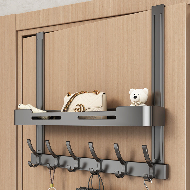Aluminum door hook, double-layered, drill hole-free