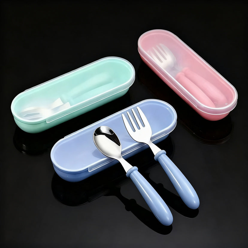 Children's tableware set made of stainless steel, portable