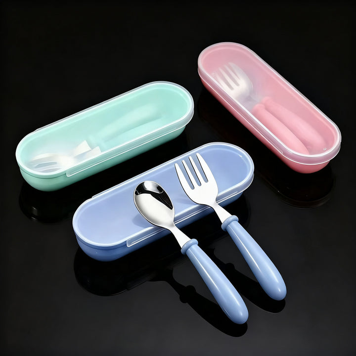 Children's tableware set made of stainless steel, portable