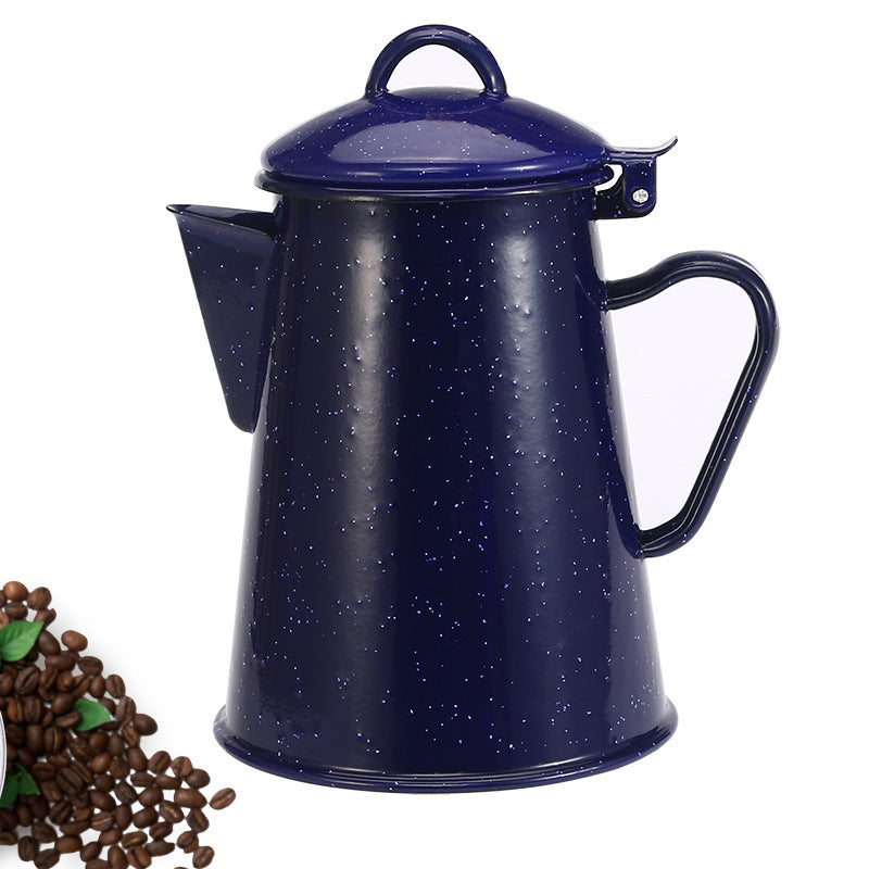 Enamel jug with handle, Blue design