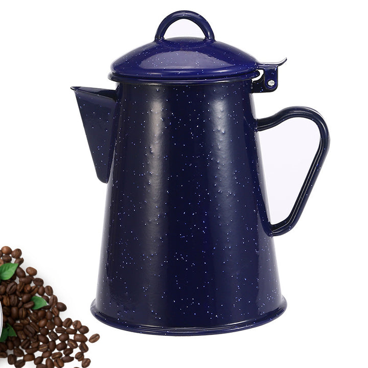 Enamel jug with handle, Blue design