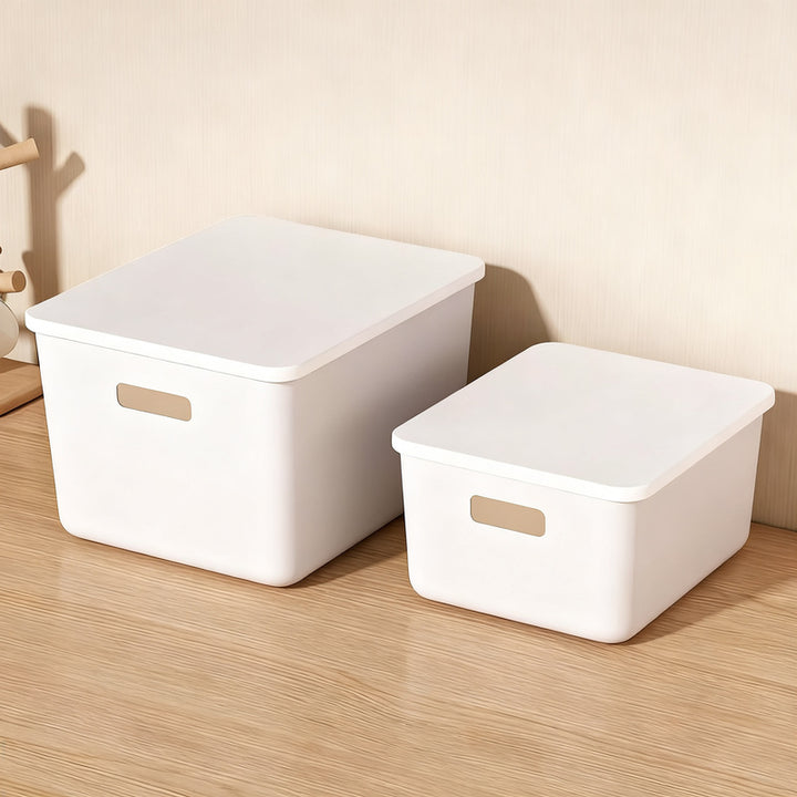 Plastic storage box for desk and cabinet