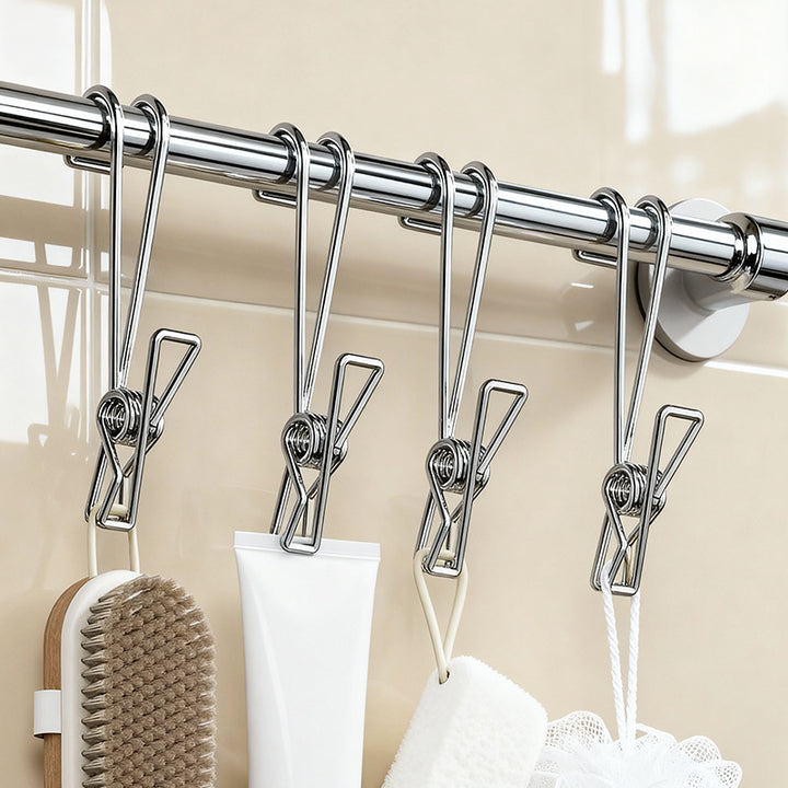 Stainless steel clothespin with hook