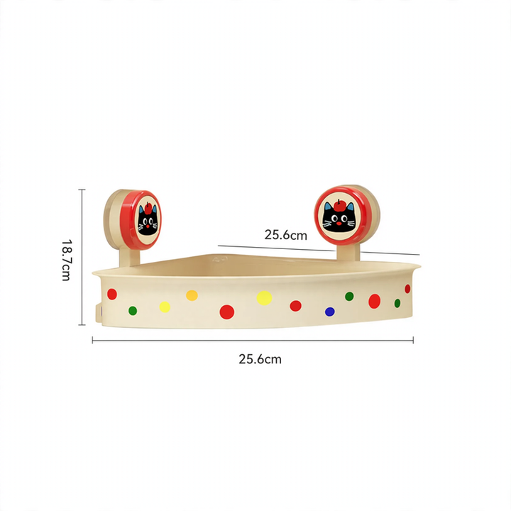 Triangle shelf with suction cup, wall-mounted