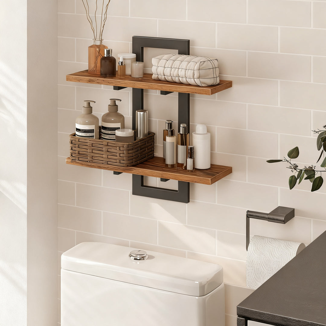 Wall shelf made of steel, floating design