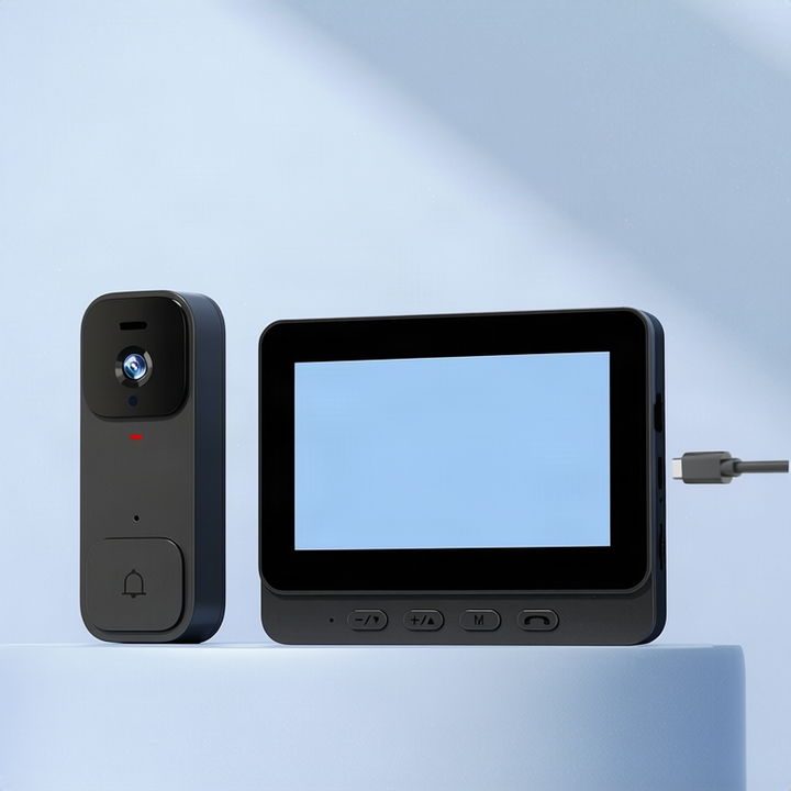Wireless doorbell with monitor and camera