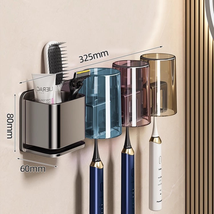 Aluminum toothbrush wall holder, hole-free