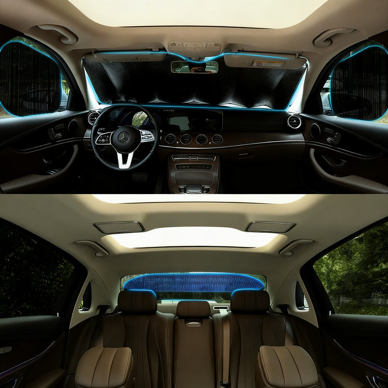 Car sunshade with suction cup, mesh fabric