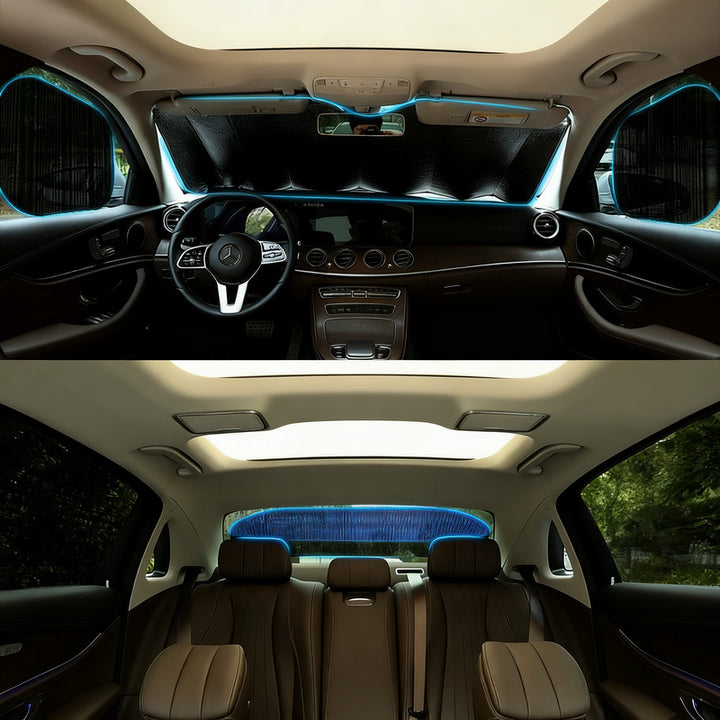 Car sunshade with suction cup, mesh fabric