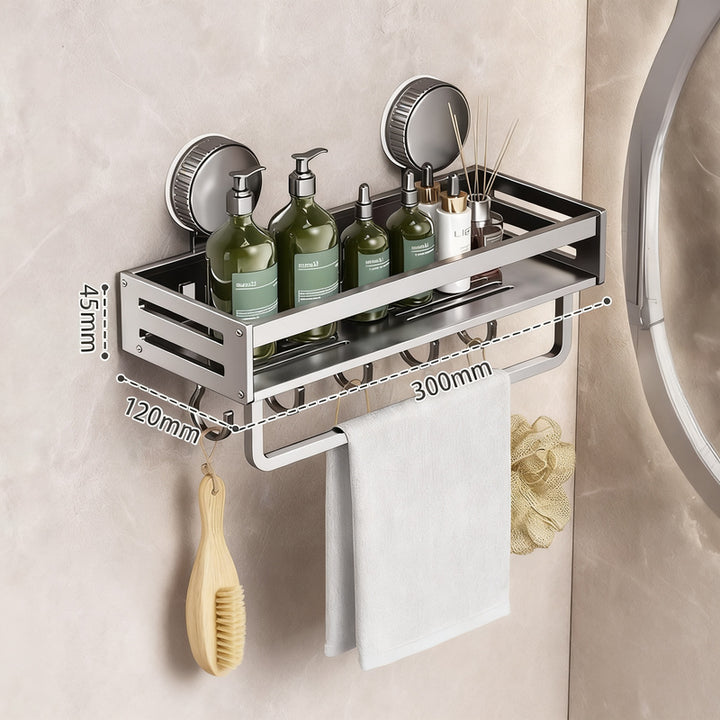 Suction Cup Wall Shelf Bathroom, Space Aluminum