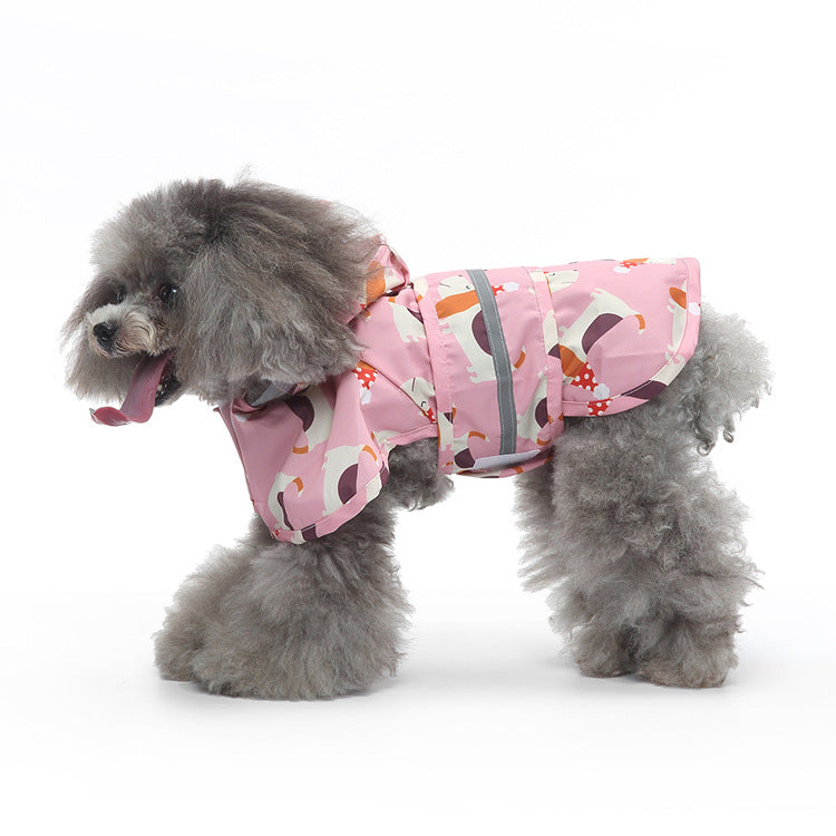 Dog rain jacket with reflectors, multiple designs
