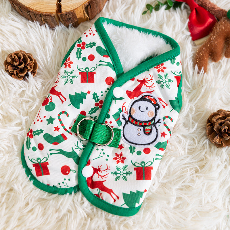 Warm vest for small dogs with snowman design