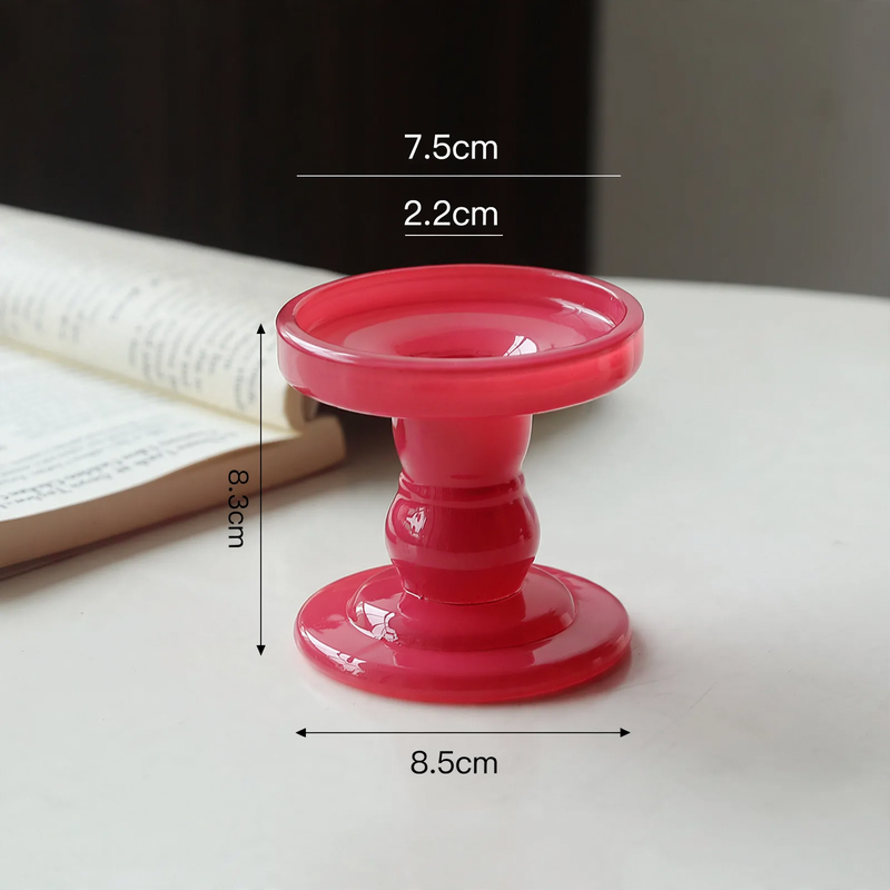 Glass candle holder, column shape, various colors