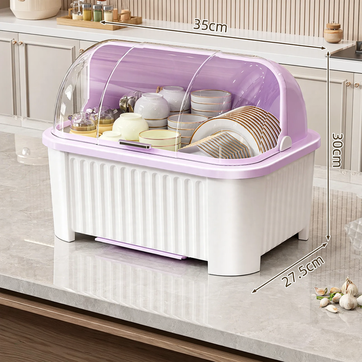 Plastic dish rack with shelf