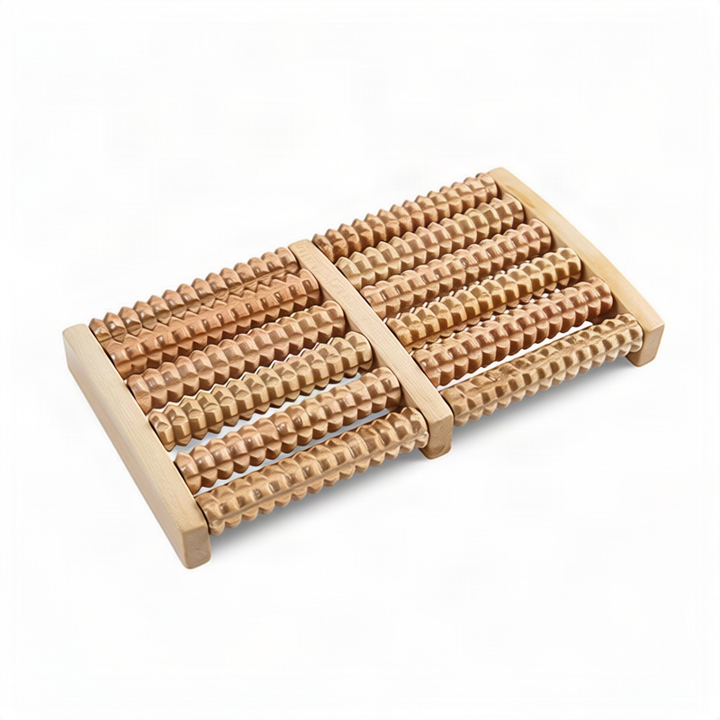 ALPENHAUCH - Foot massage roller made of real wood with acupressure mat