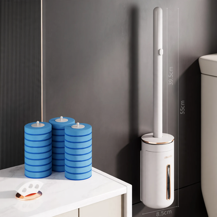 Toilet brush with interchangeable brush heads