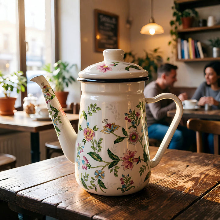 Enamelled hand brewing kettle made of sheet steel, 1.2 L