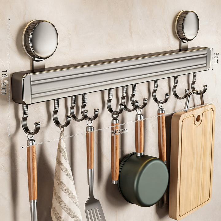 Suction cup kitchen hook rail made of aluminum