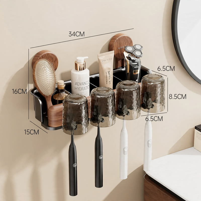 Toothbrush holder with suction cup, no drilling
