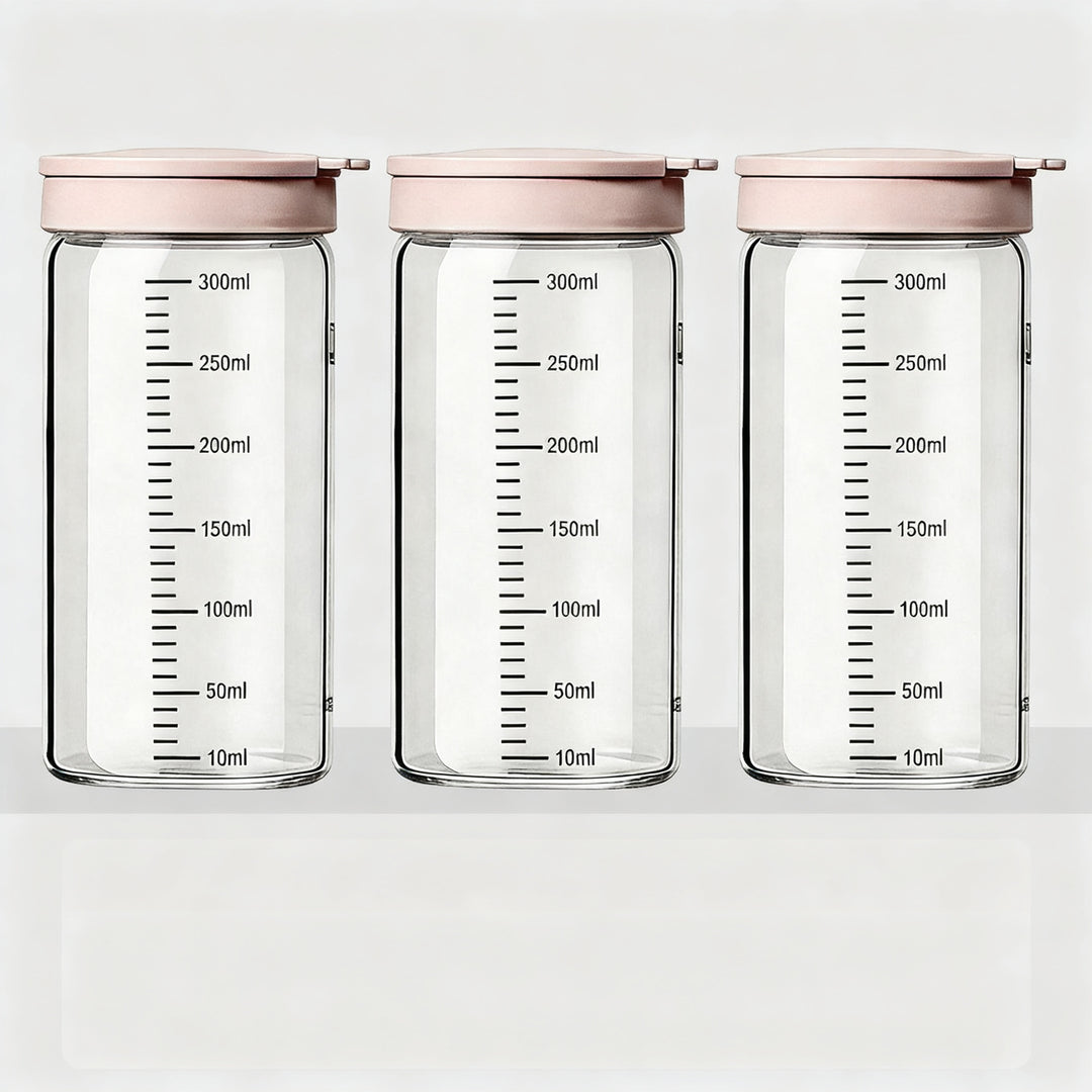 Borosilicate glass storage jar with measurement scale