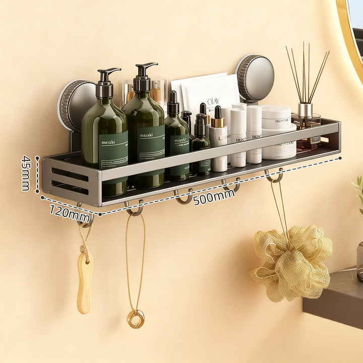 Bathroom corner basket with suction cup made of aluminum