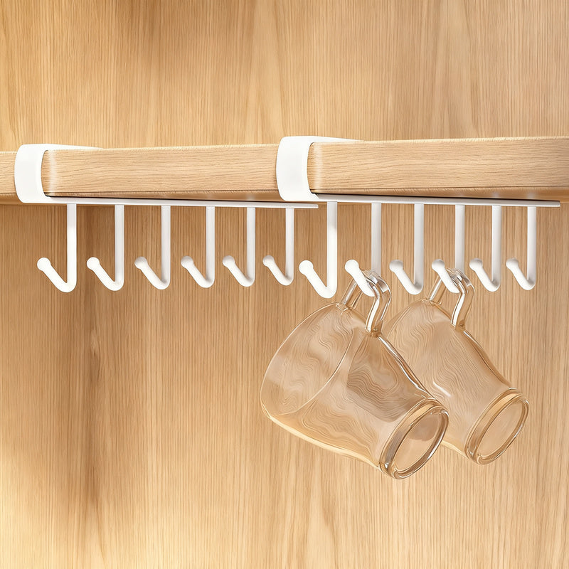 Kitchen hooks for under cabinets, 6-piece row
