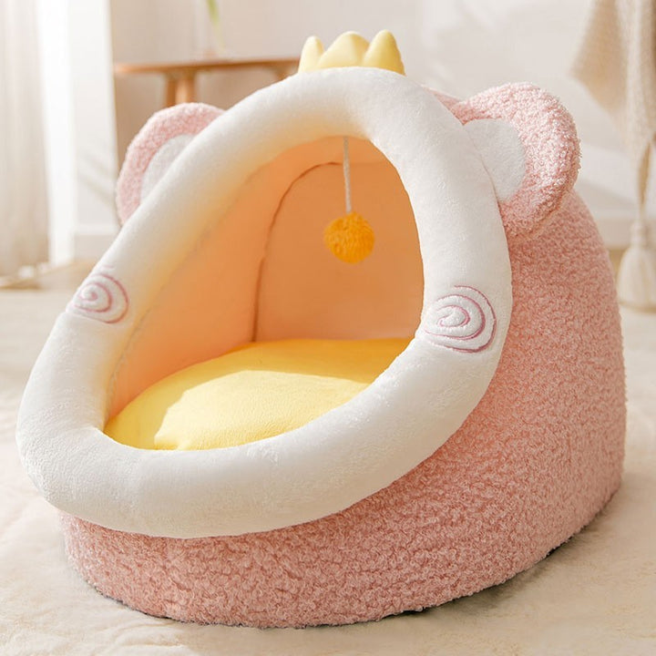 Cat bed, semi-enclosed, washable, year-round