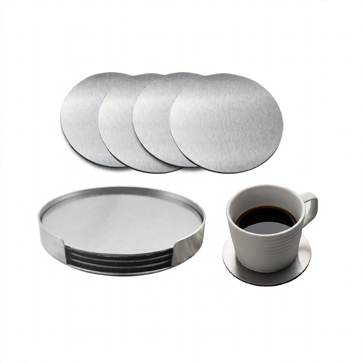 Stainless Steel Coaster Set, 5-piece, round
