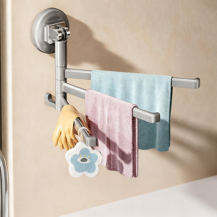 Suction cup cloth holder with rotating bars, ABS plastic