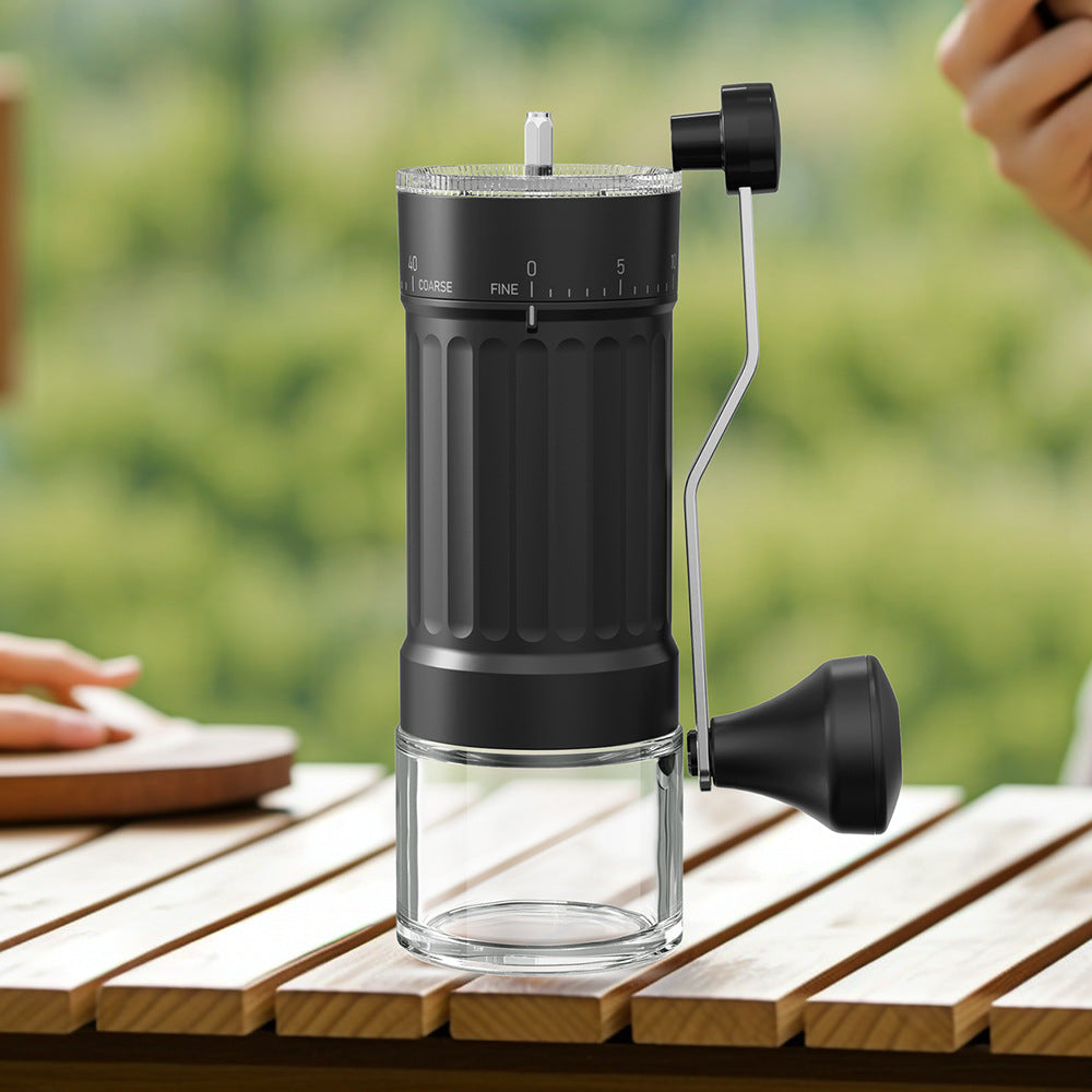 Hand coffee grinder with CNC grinding mechanism and brush