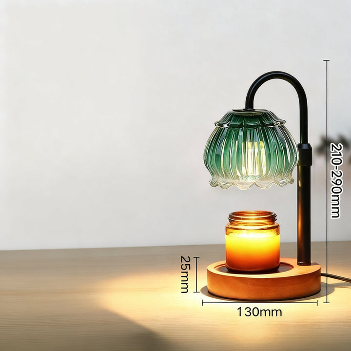 Wax melting lamp with wooden base