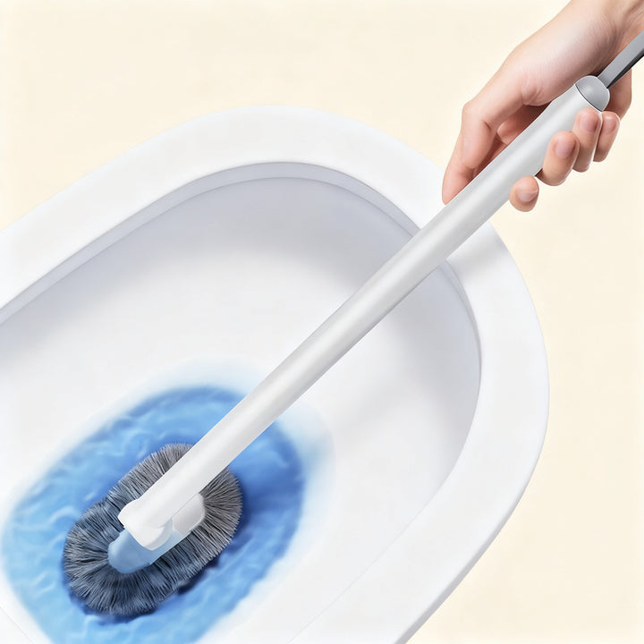 Toilet brush with long handle, wall mountable