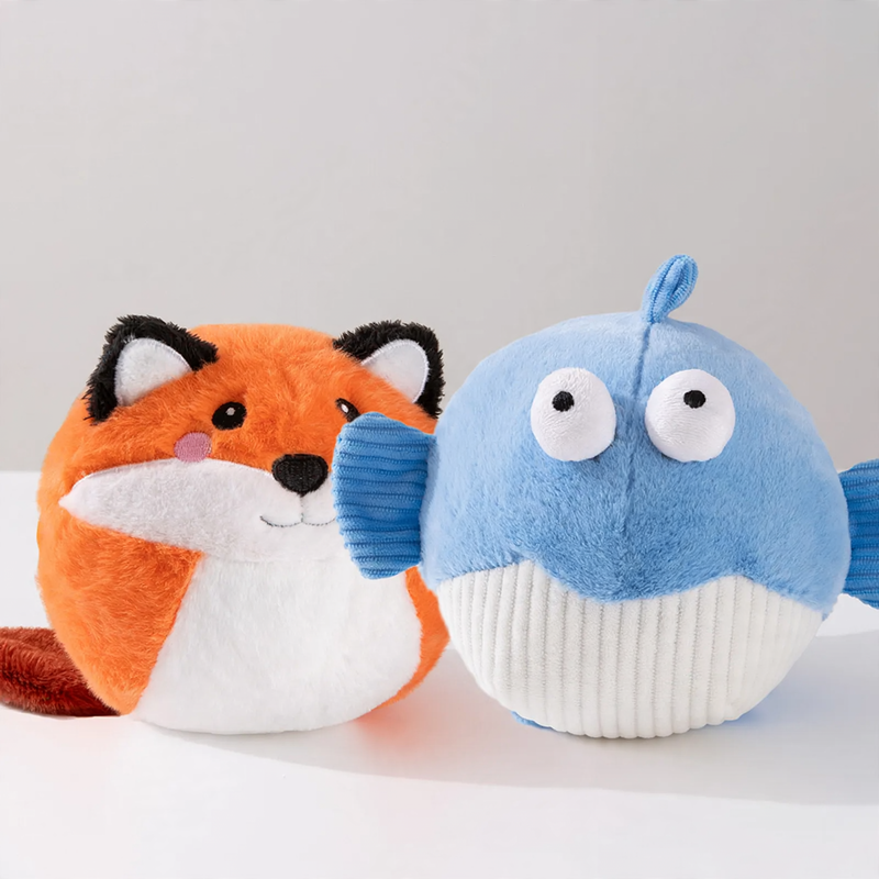 Springing plush play ball with sound for dogs