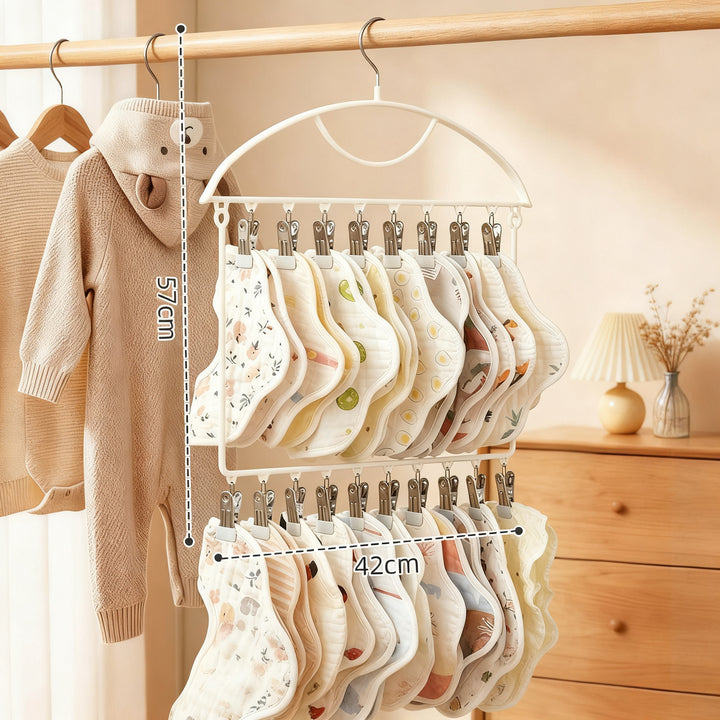 Clothes drying rack with multiple clips for baby clothes