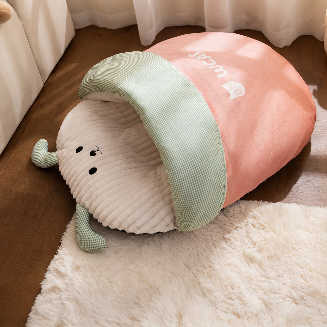 Cat sleeping bag with bear design, warming