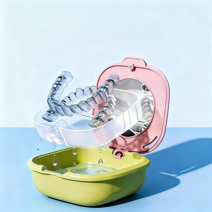 Portable storage box for braces and retainers