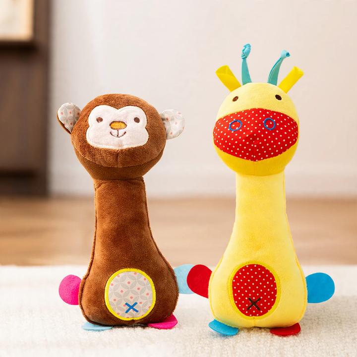 Plush animal toy with squeaker for dogs and cats