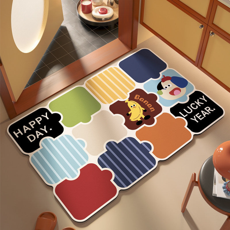 Square diatomaceous earth doormat with pattern