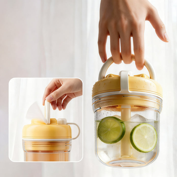 3-in-1 ice cube drinking cup with integrated ice compartment