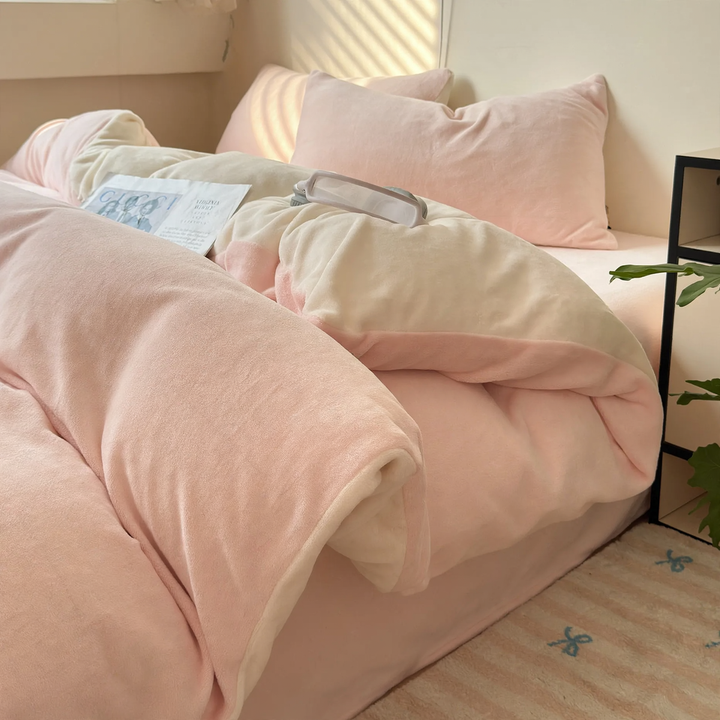 Milk fiber bedding set, winter, double-layered