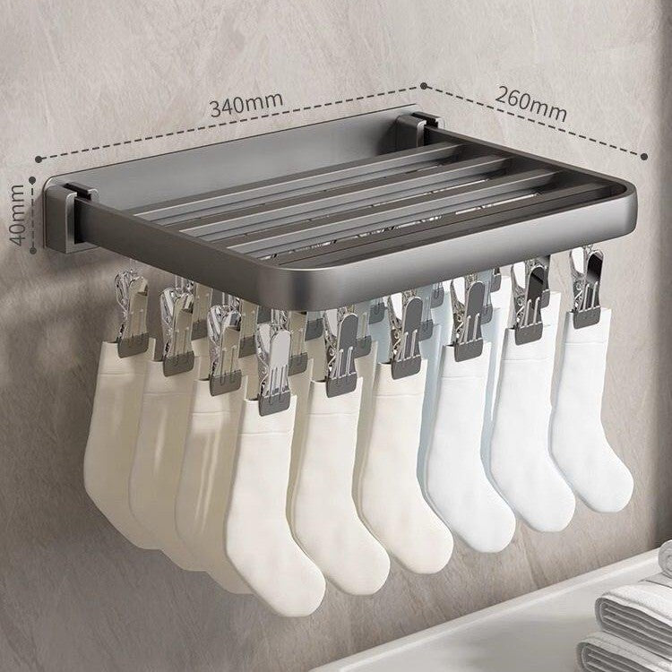 Wall-mounted clothes dryer with clamps