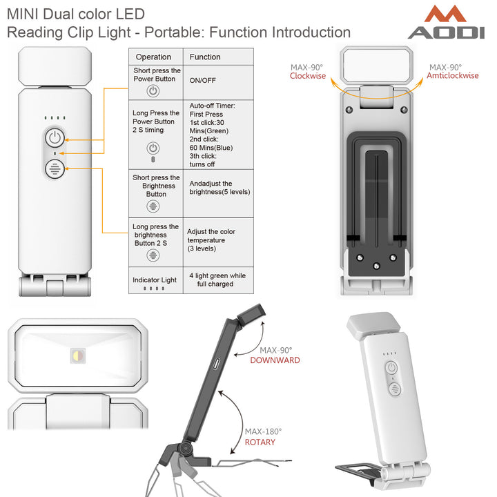 Portable LED reading lamp with clamp base