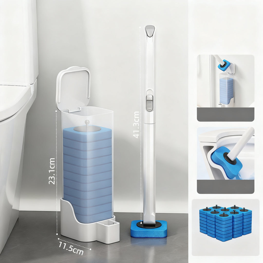 Toilet brush with interchangeable sponge heads