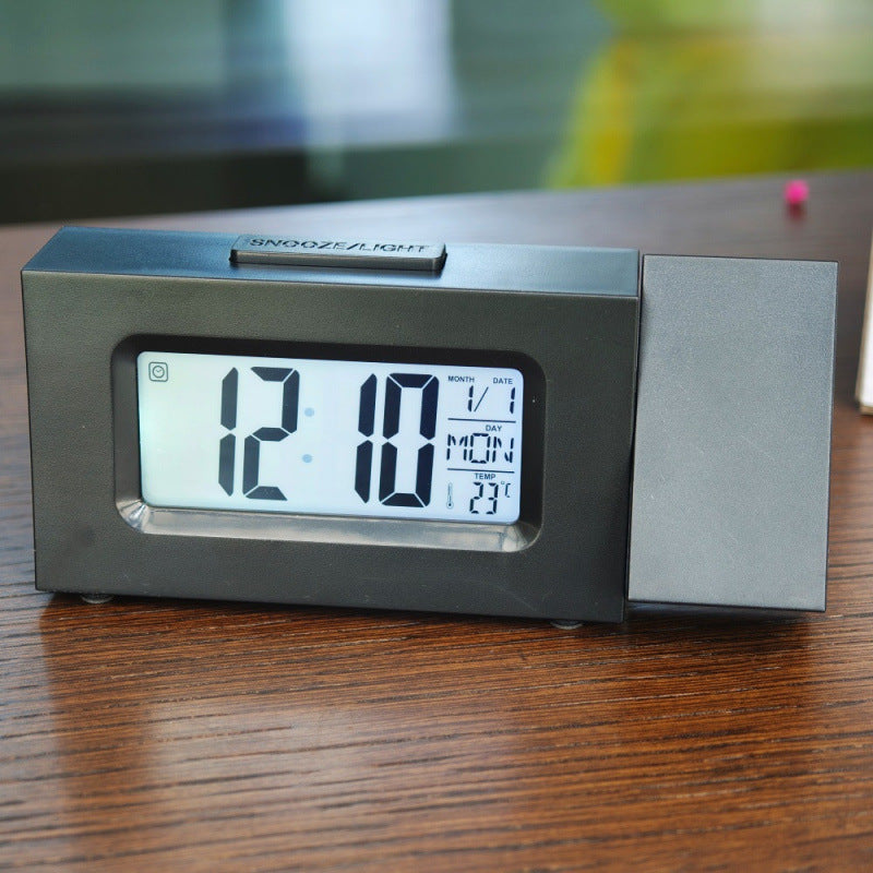 Mini projection clock with LCD display