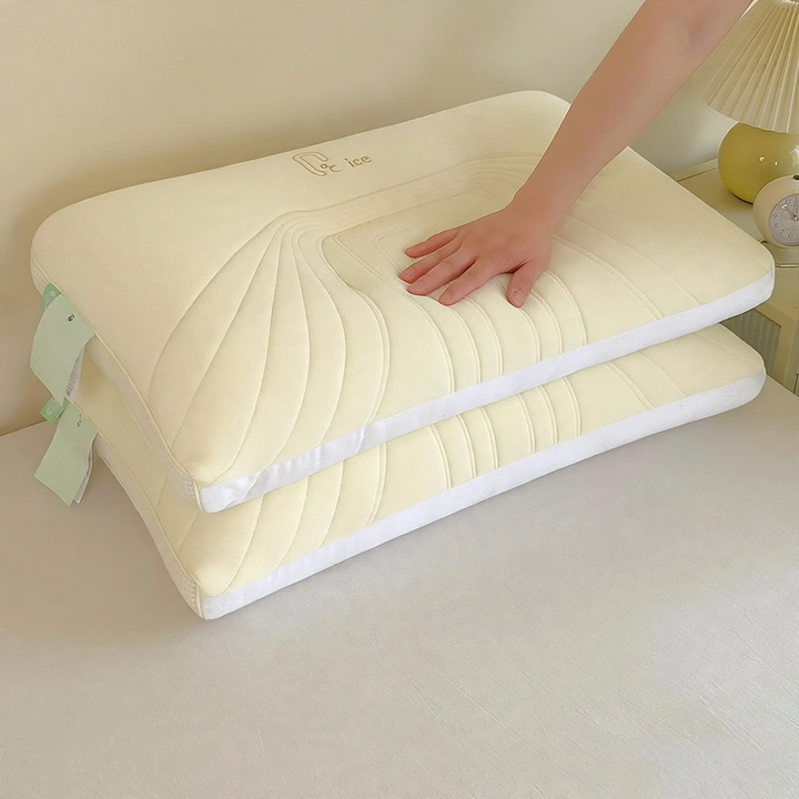 Cooling pillow with ice silk cover, ergonomic