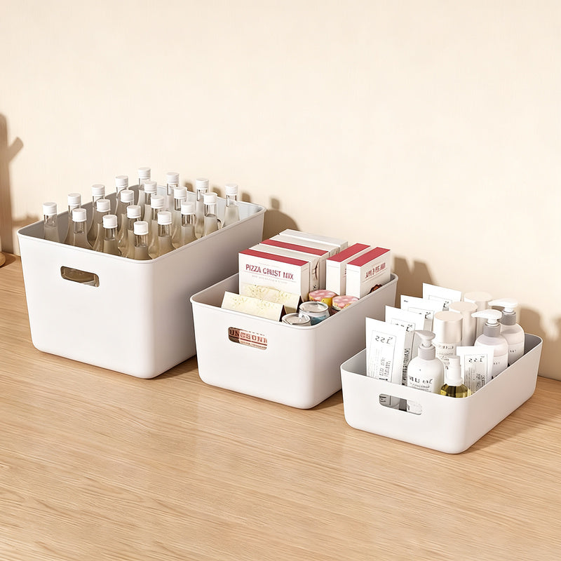 Plastic storage box for desk and cabinet