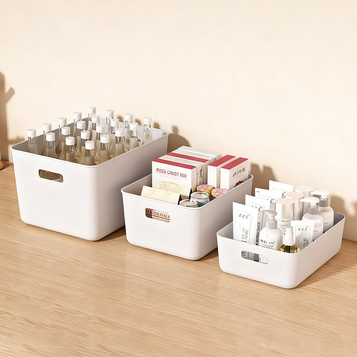 Plastic storage box for desk and cabinet