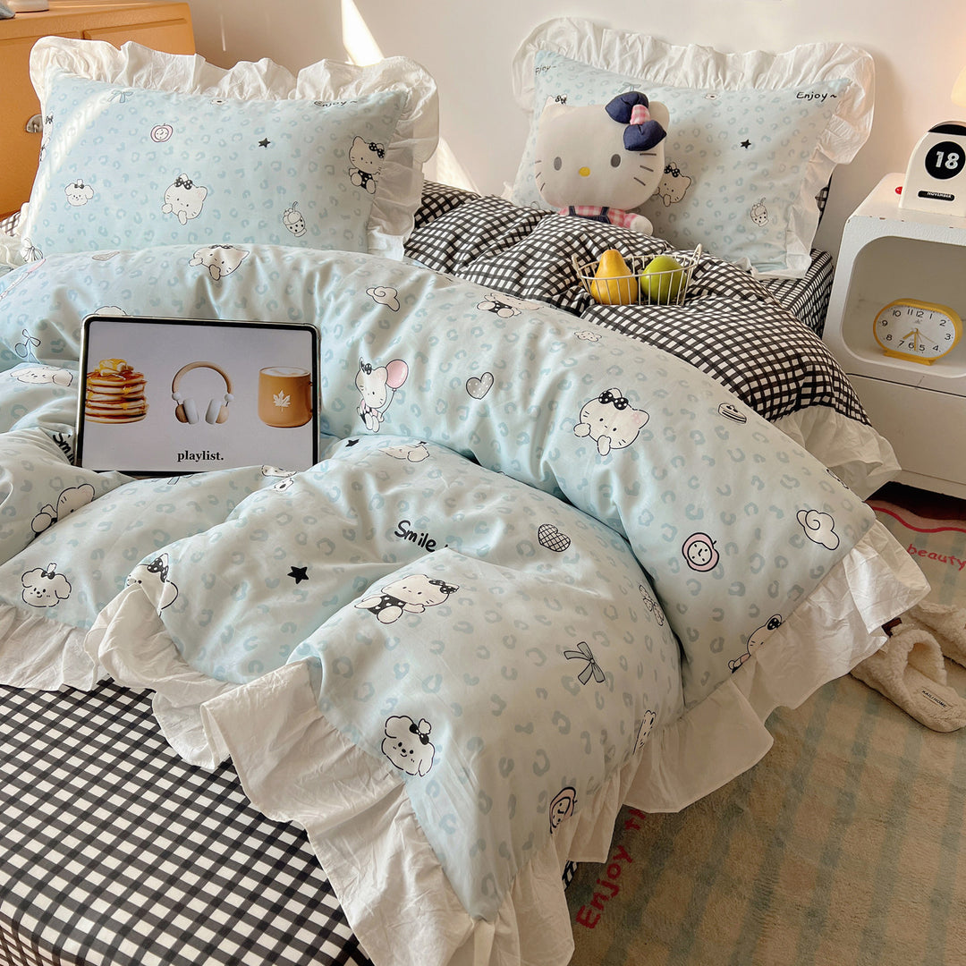 Cotton bedding with cartoon motifs, 4-piece